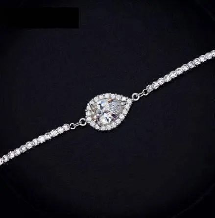 Serena 2ct Austrian Crystal Pear Halo Bracelet