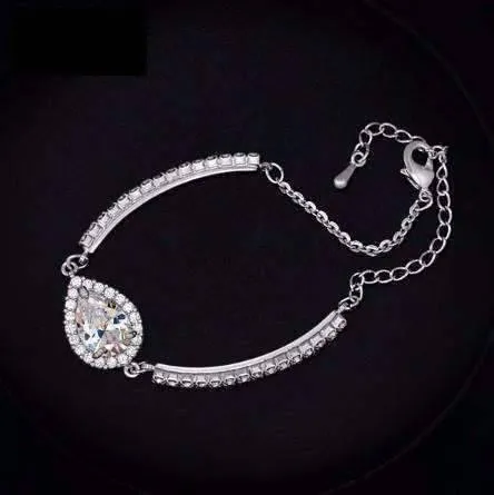 Serena 2ct Austrian Crystal Pear Halo Bracelet