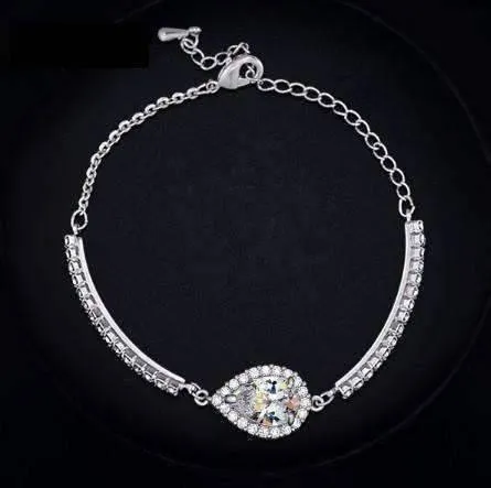 Serena 2ct Austrian Crystal Pear Halo Bracelet