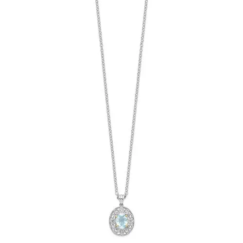 Shey Couture Sterling Silver Sky Blue Topaz and Diamond Necklace