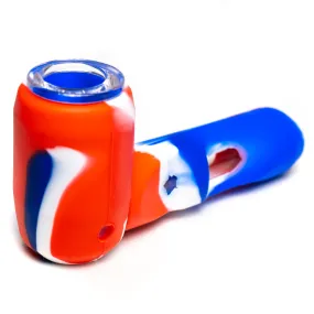 Shooters - 4" Silicone & Glass Hammer Hand Pipe - Red, White & Blue