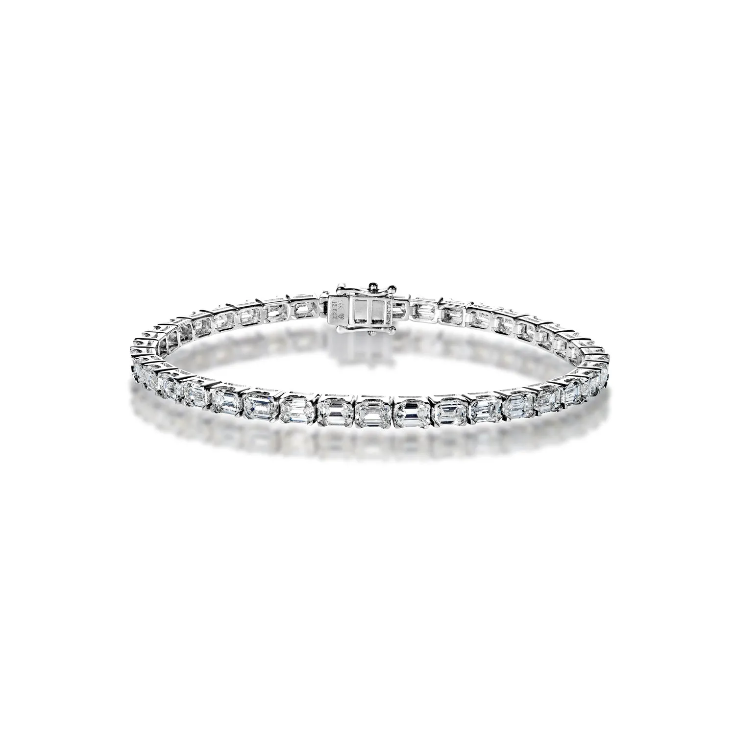 Sienna 13 Carat Emerald Cut Single Row Diamond Tennis Bracelet in 14k White Gold