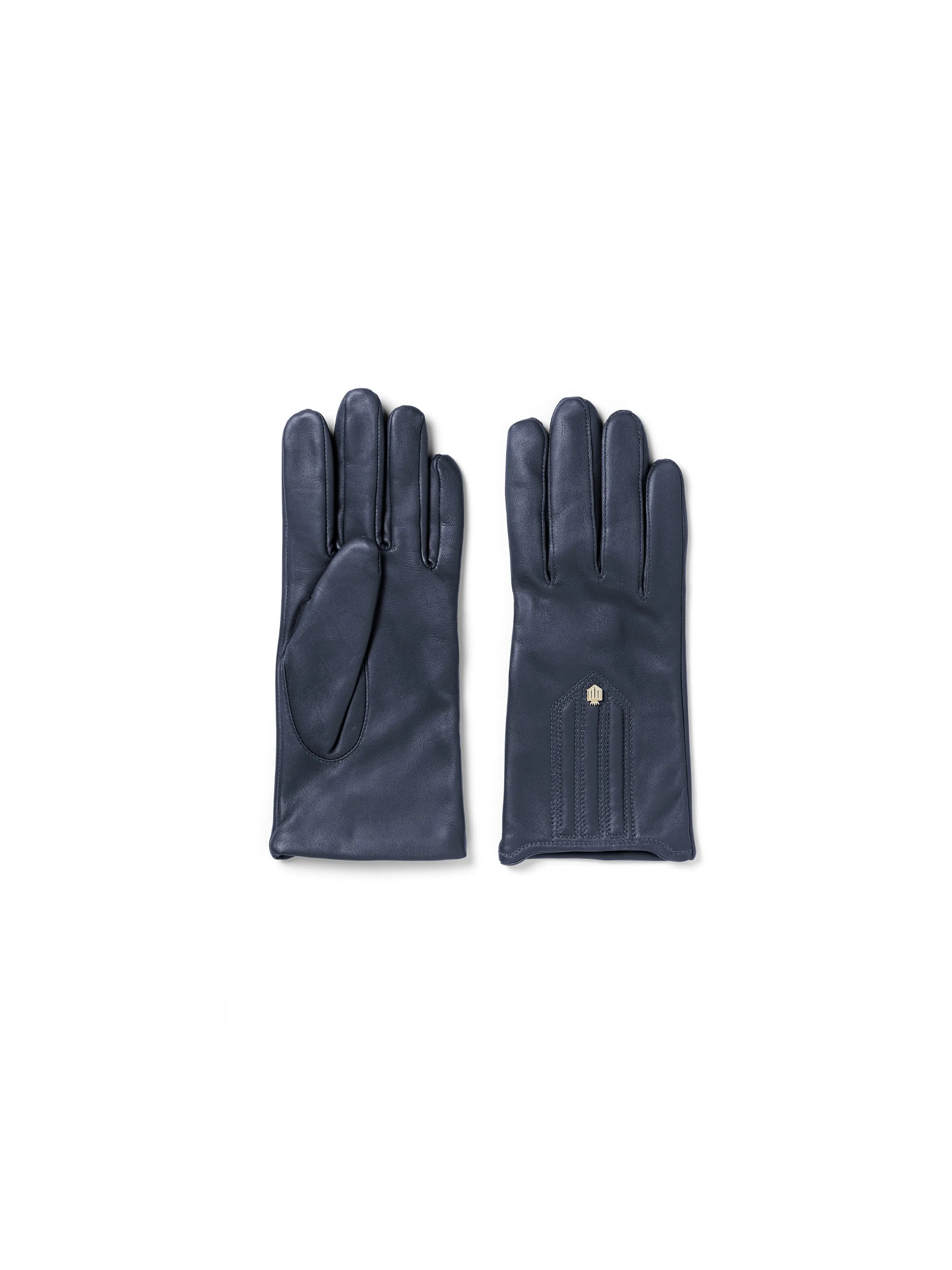 Signature Cashmere & Wool Lined Gloves - Navy