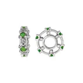 Silver & Emerald Wheel Charm S080E