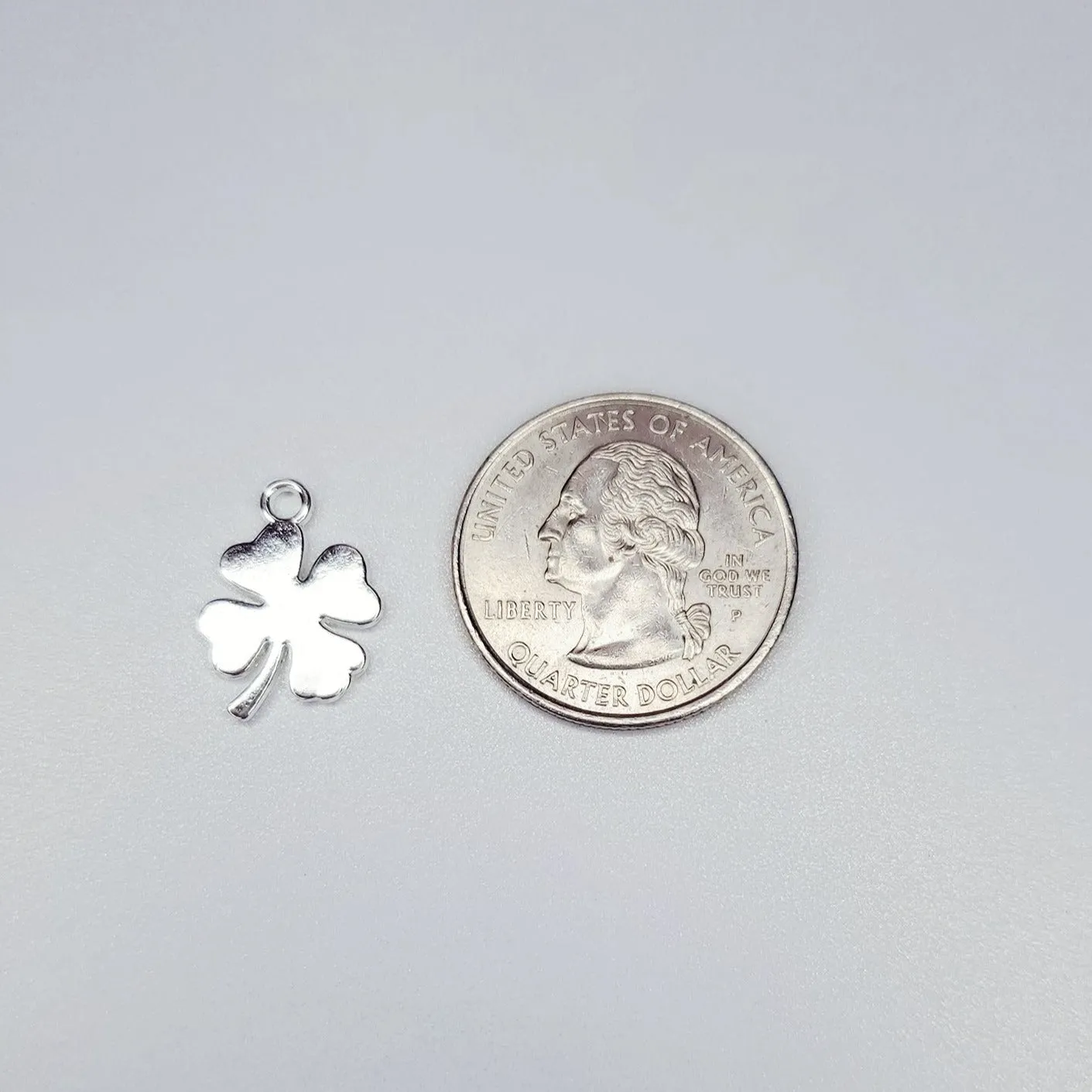 Silver Four Leaf Clover Lucky Charm