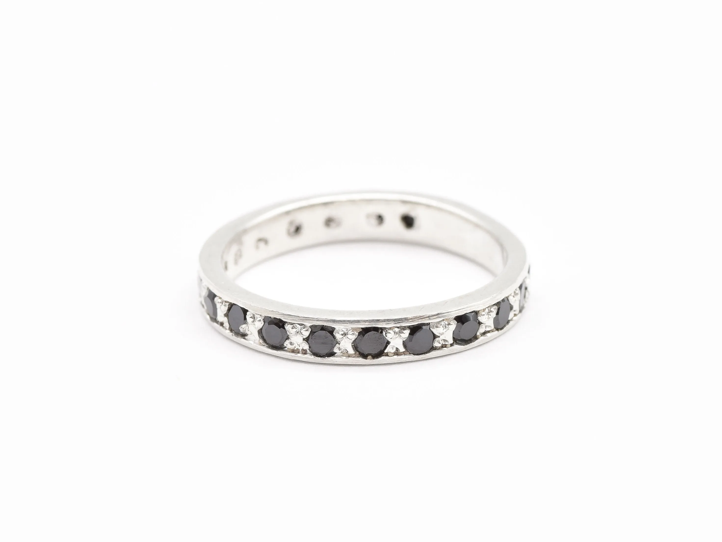 Silver Onyx Band - Black Eternity Ring - Stackable Ring