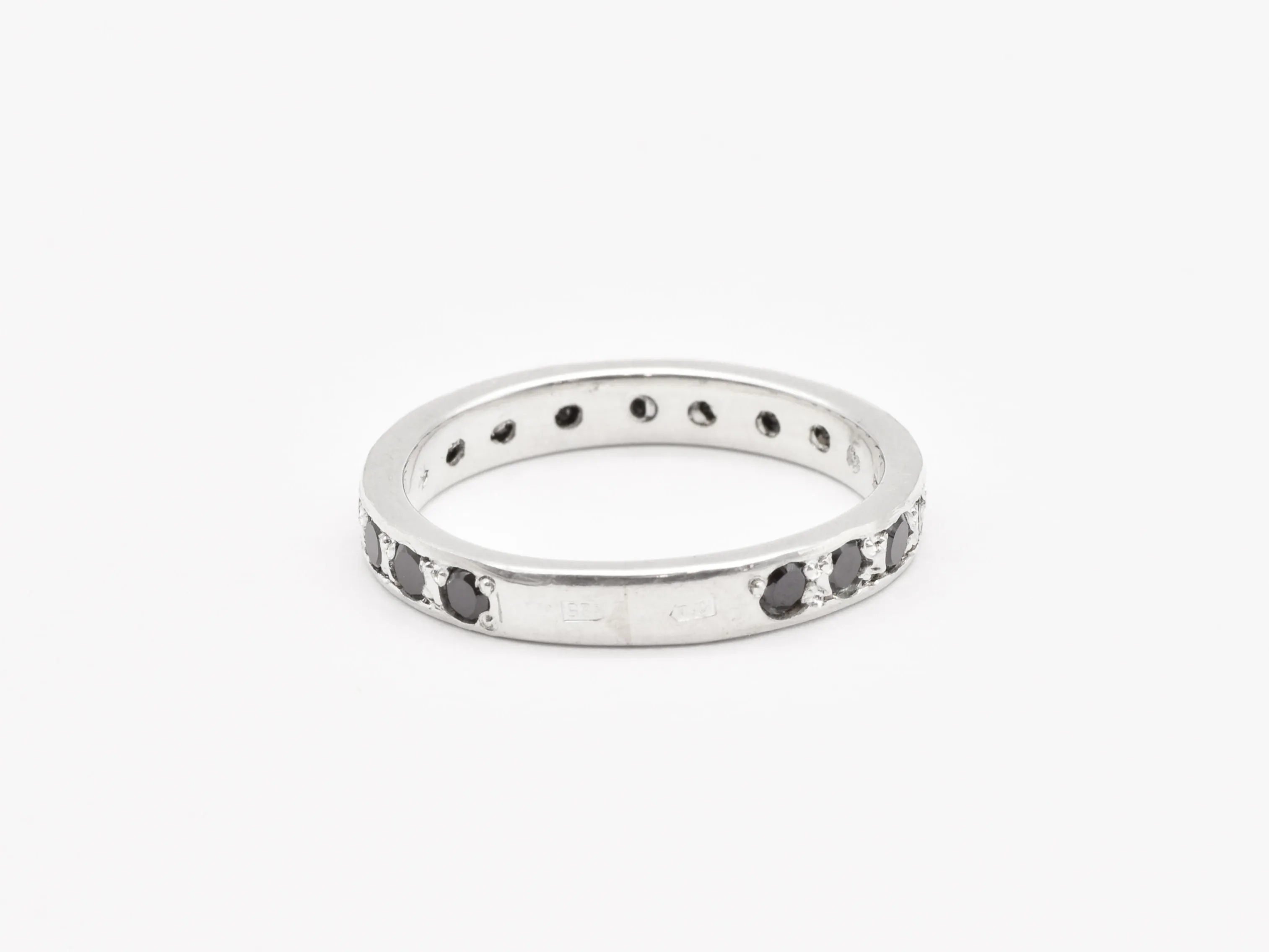 Silver Onyx Band - Black Eternity Ring - Stackable Ring