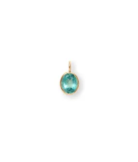 Singular Oval 14k Gold Necklace Charm in Green Topaz