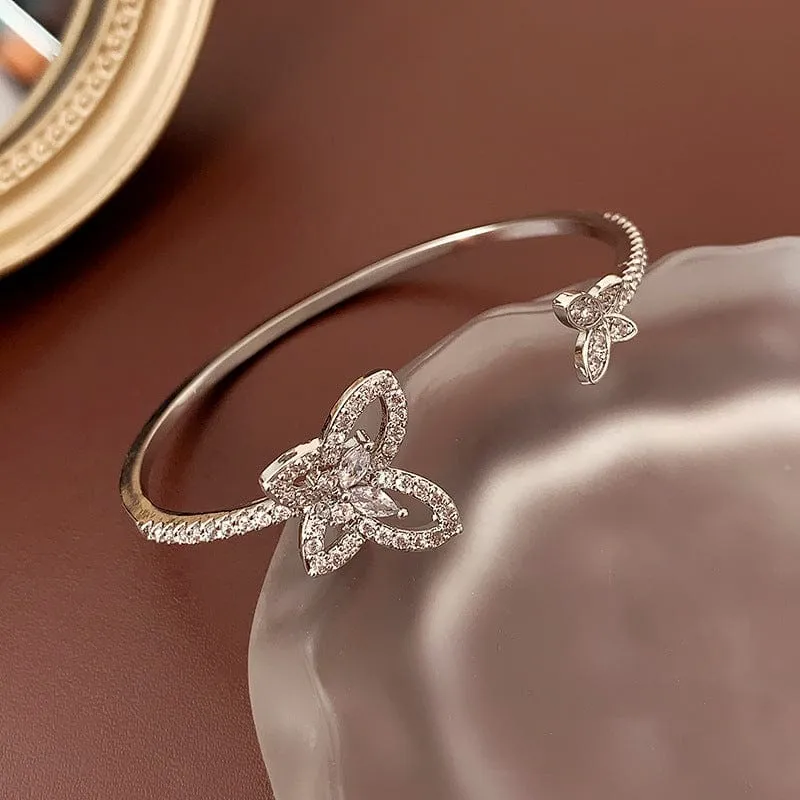 Sliver Butterfly Bangle Bracelet