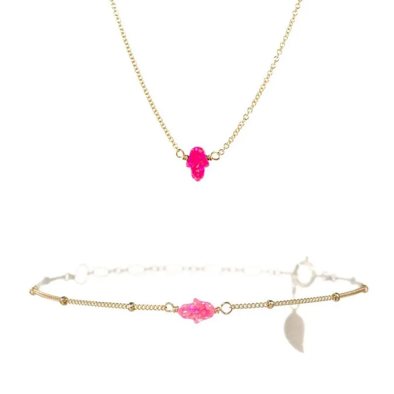 SMALL GOOD LUCK HAND NECKLACE & BRACELET SET