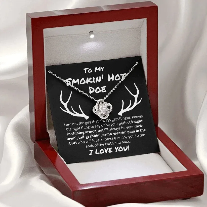 Smokin' Hot Doe necklace, Future Wife Smokin' Hot Doe Love Knot Necklace, Gift for wife