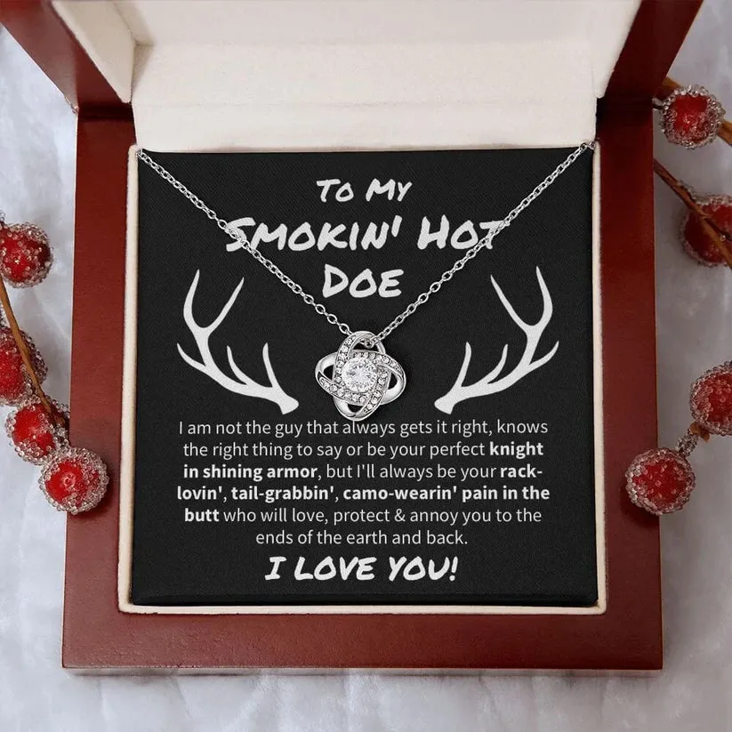 Smokin' Hot Doe necklace, Future Wife Smokin' Hot Doe Love Knot Necklace, Gift for wife