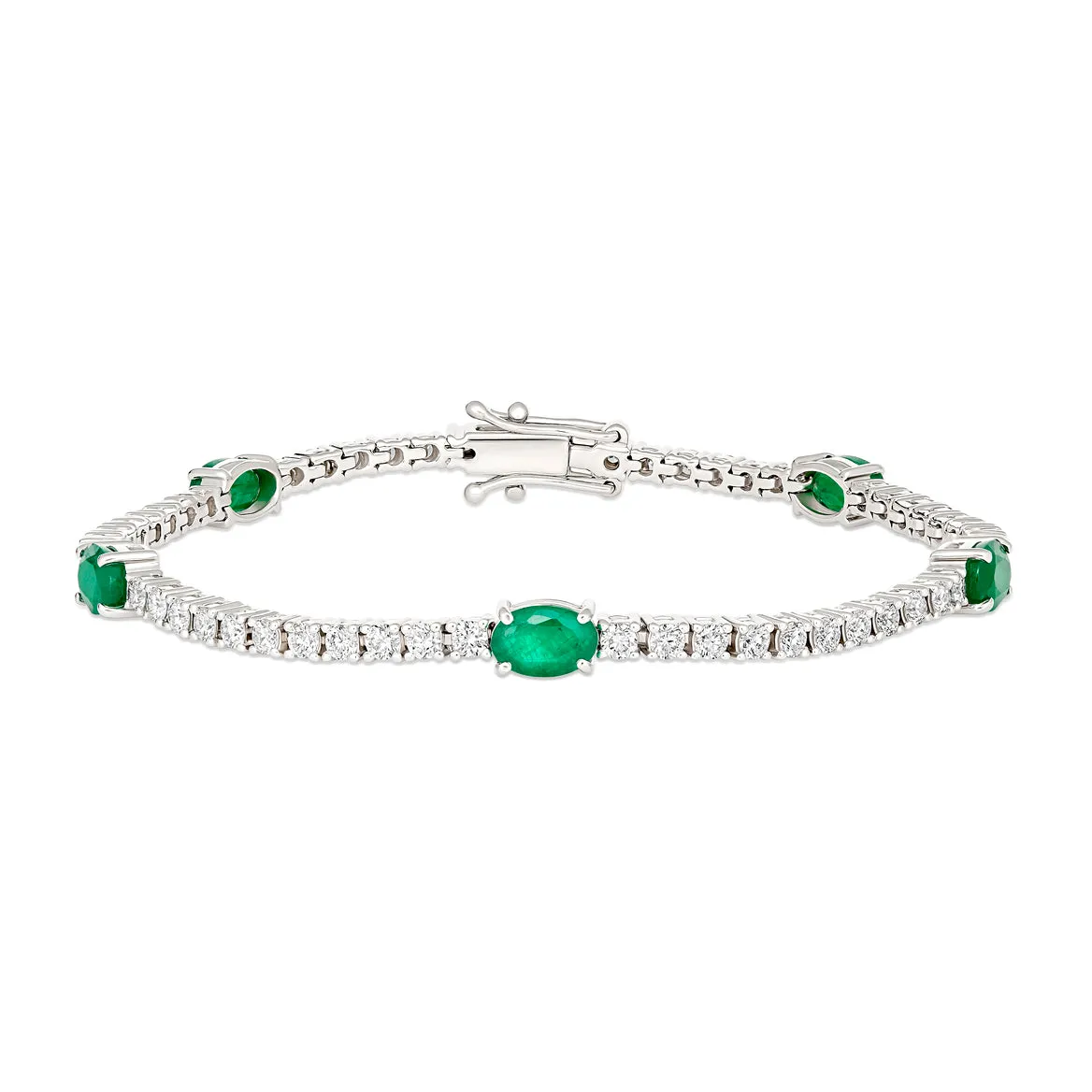 Sophisticated Emerald and Diamond Tennis Bracelet