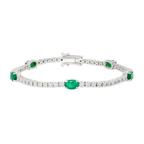 Sophisticated Emerald and Diamond Tennis Bracelet