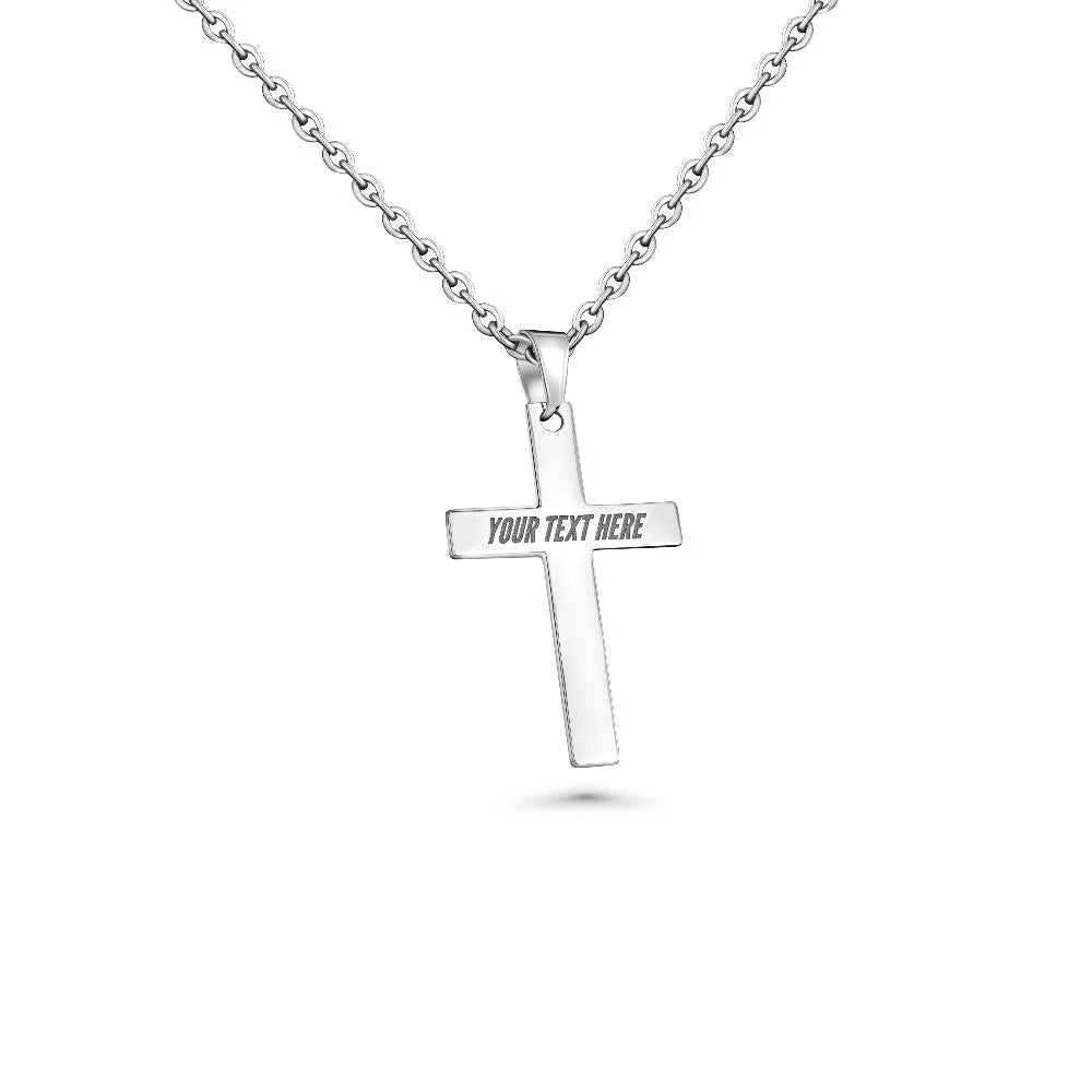 Stainless Steel Cross Necklace With Chain | Customizable