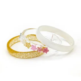 Stars pearlized glitter gold mix bangles set/3