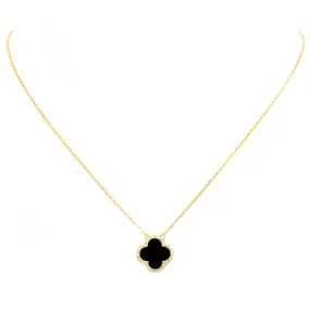 Sterling Silver Gold Plated CZ Clover Pendant Necklace