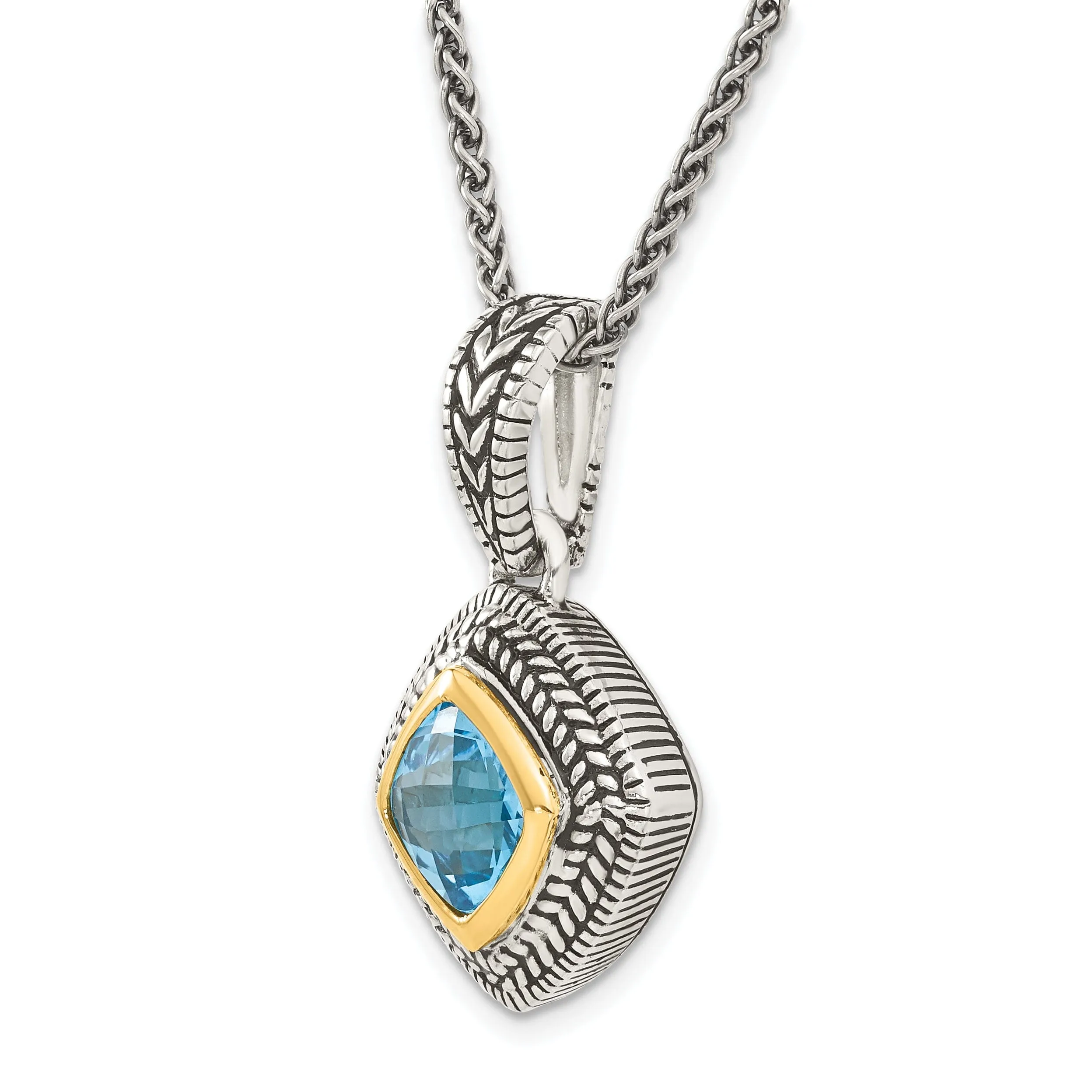 Sterling Silver Gold Sky Blue Topaz Necklace