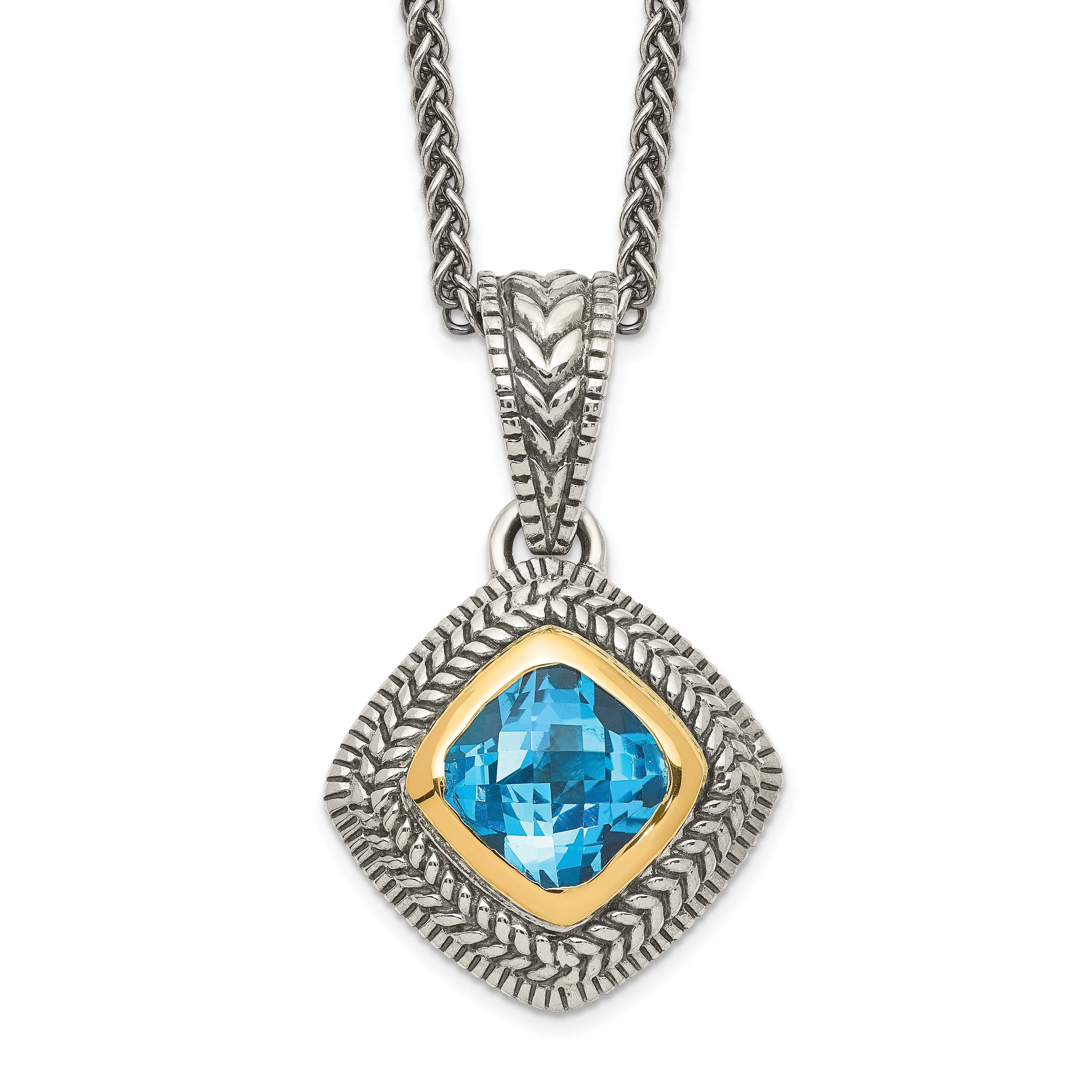 Sterling Silver Gold Sky Blue Topaz Necklace