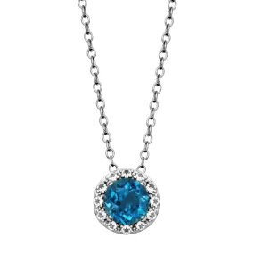 Sterling Silver London Blue Topaz & White Topaz "Dazzle" Necklace