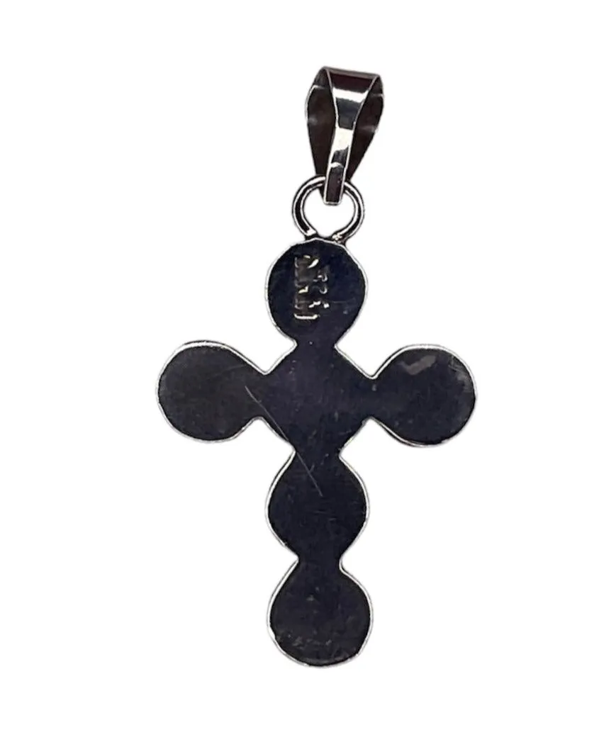 STERLING SILVER ONYX CROSS PENDANT