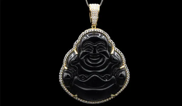 Sterling Silver Onyx Sitting Buddha Necklace