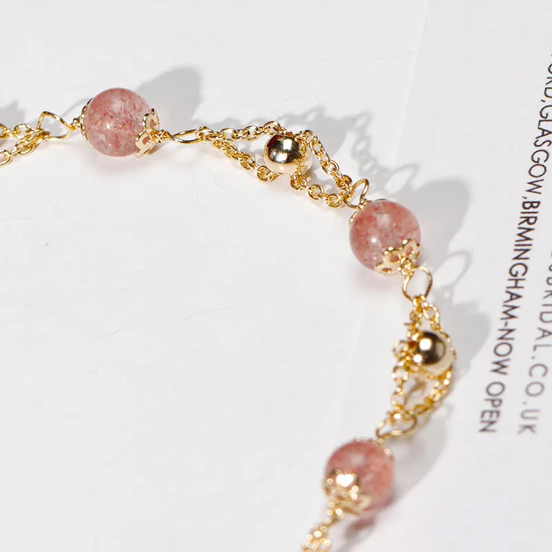 Strawberry Crystal Beaded Transit Bracelet for Women - Fortune's Favor Collection