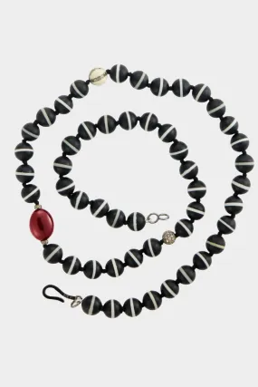 Stripe Beaded Necklace, Black Onyx