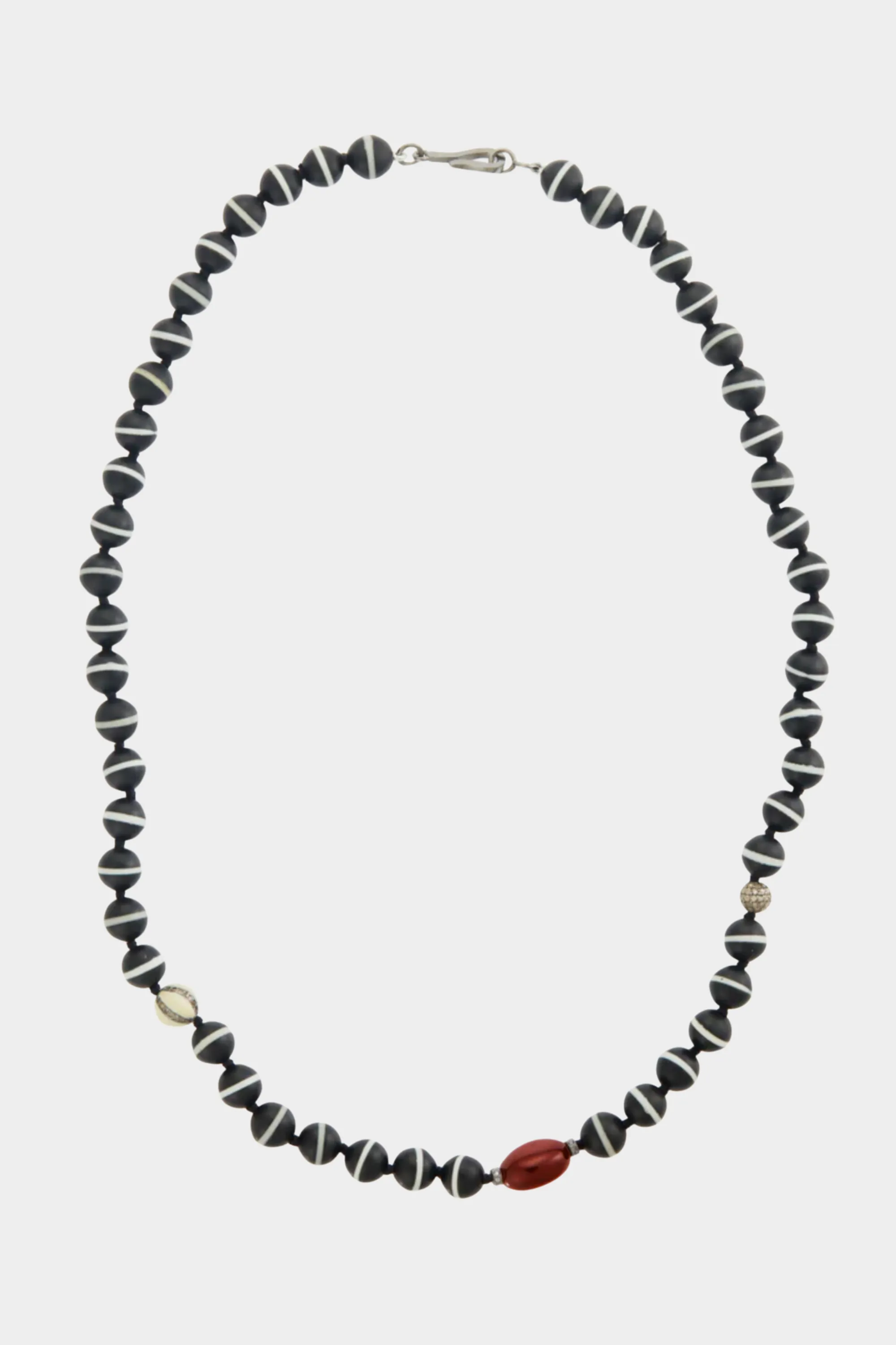 Stripe Beaded Necklace, Black Onyx