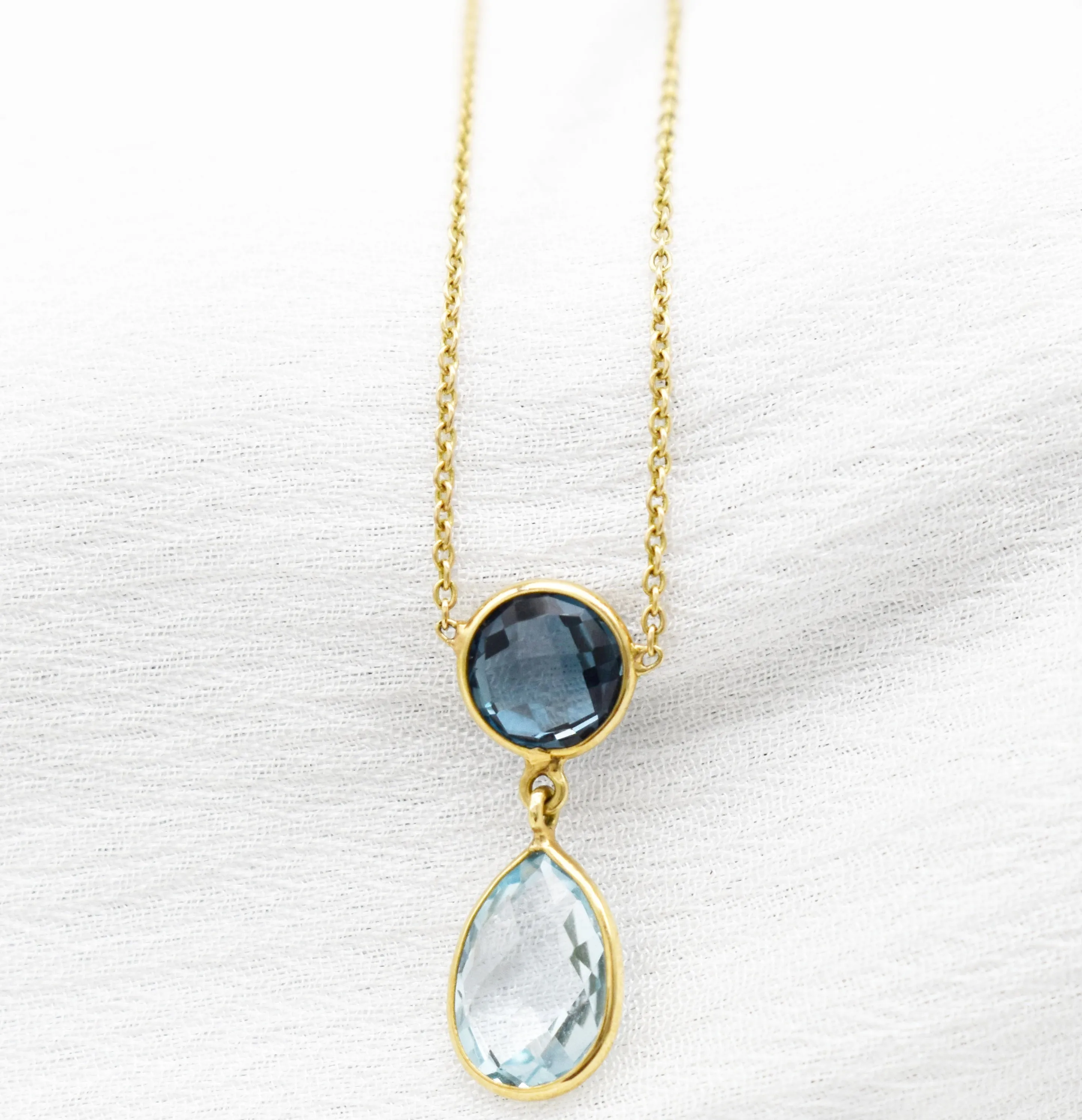 Stunning London Blue topaz| Sky blue topaz Tear Drop necklace