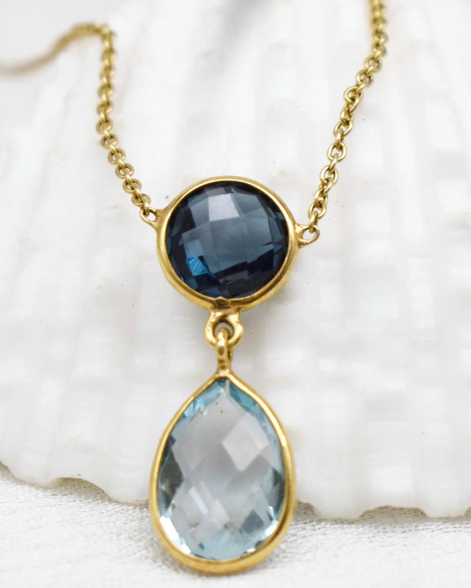 Stunning London Blue topaz| Sky blue topaz Tear Drop necklace