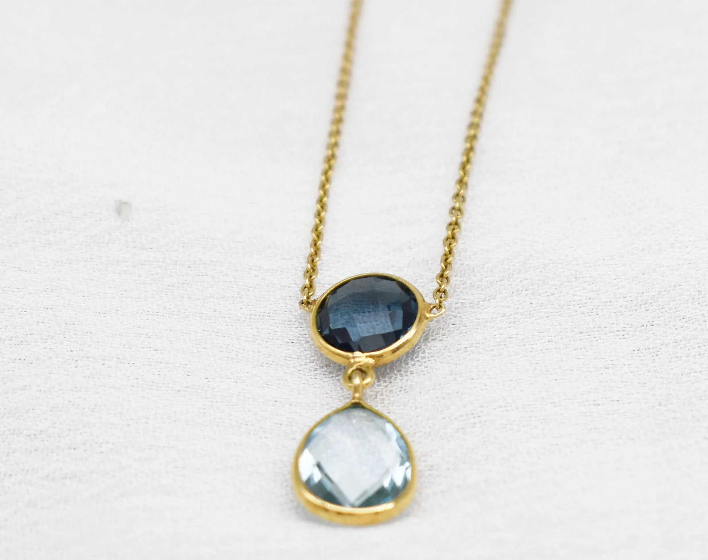 Stunning London Blue topaz| Sky blue topaz Tear Drop necklace