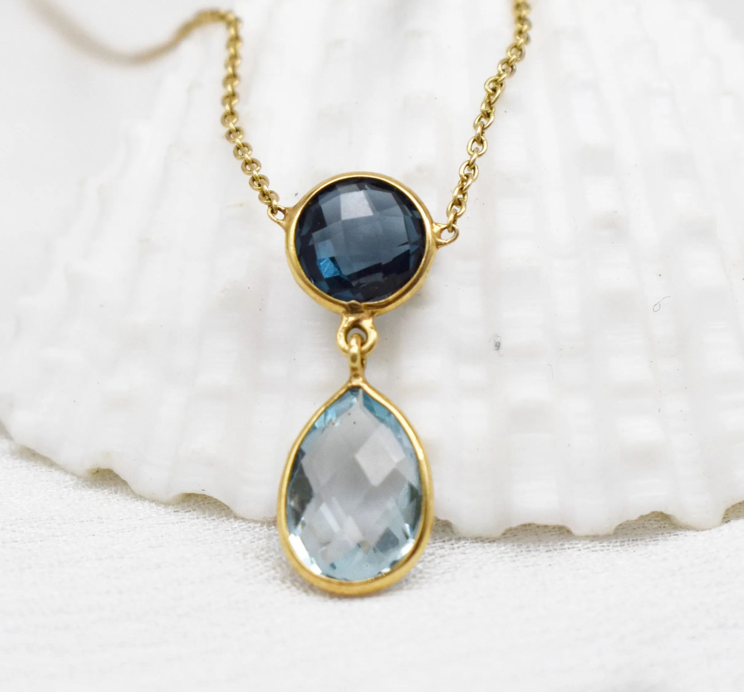 Stunning London Blue topaz| Sky blue topaz Tear Drop necklace