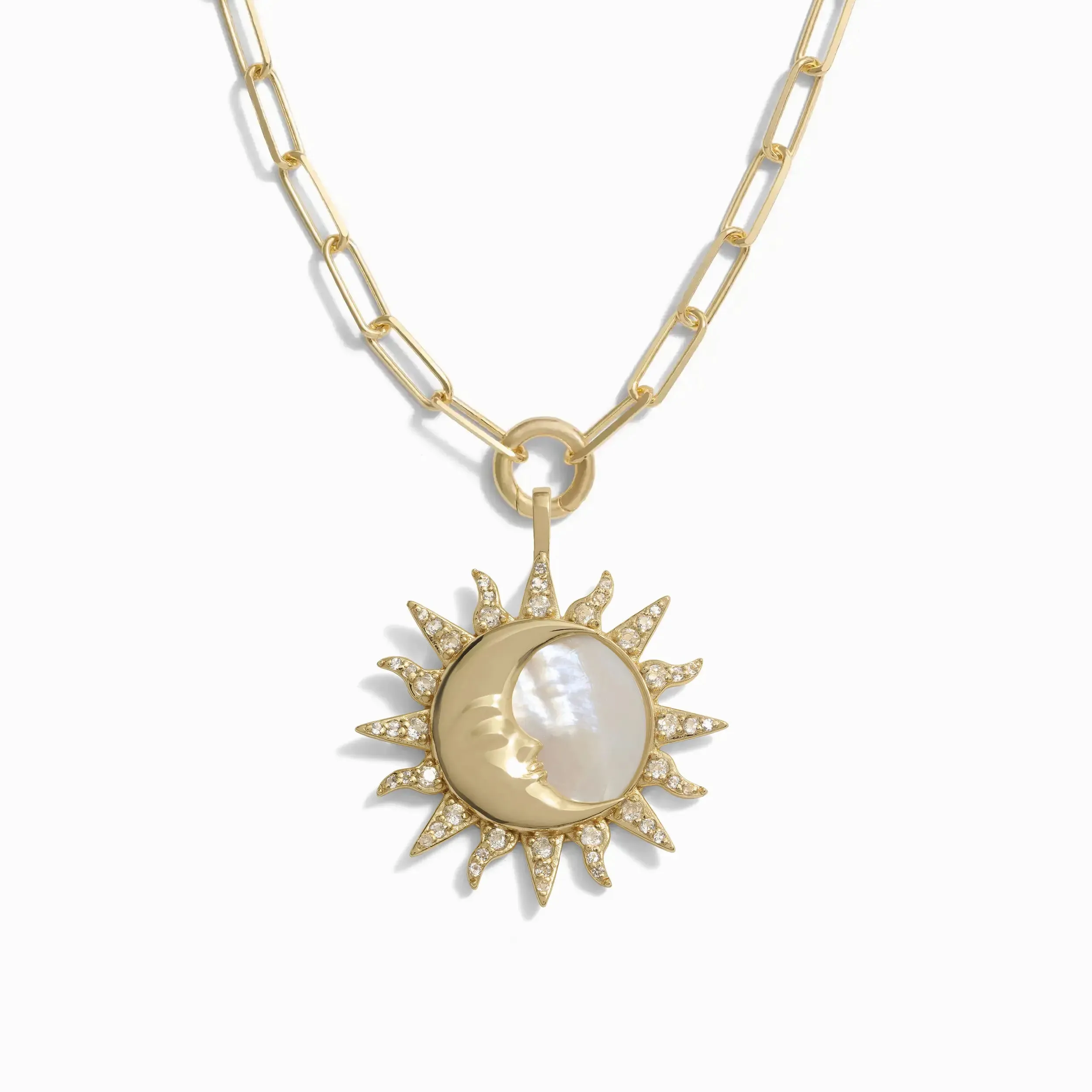 Sun & Moon Mother of Pearl Single Charm Necklace