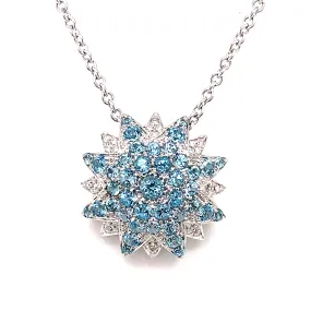 Sunburst Blue Topaz & Diamond Necklace