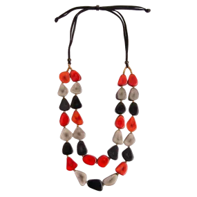 Tagua Women's Red Charcoal Onyx Marlene Necklace