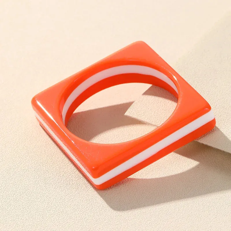 TEEK - Side Stripe Resin Acrylic Square Thick Bangle