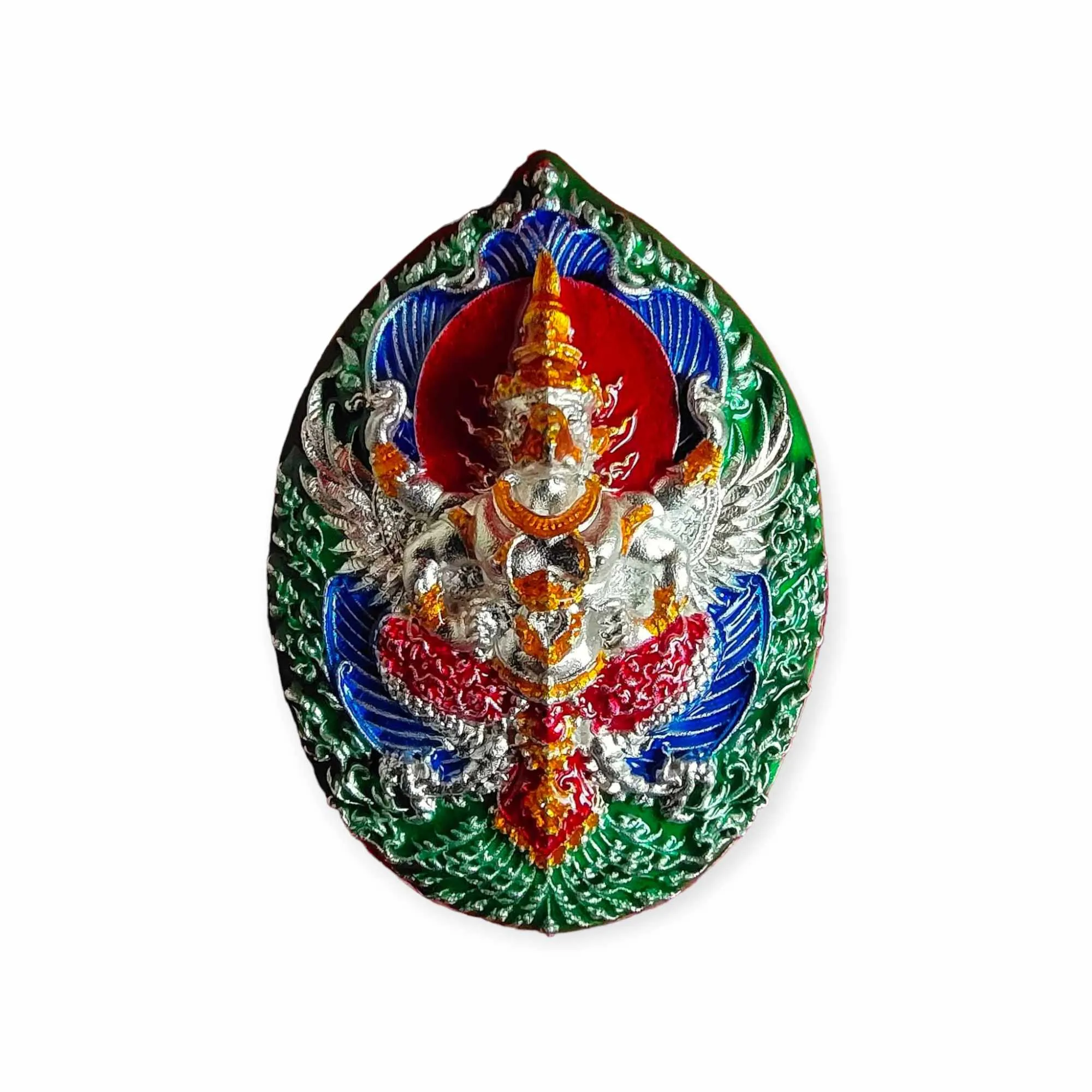 Thai amulet Emerald Buddha back with Phaya Krut Garuda Lp Phat Wat Huayduan Lucky Buddha Charm Pendant