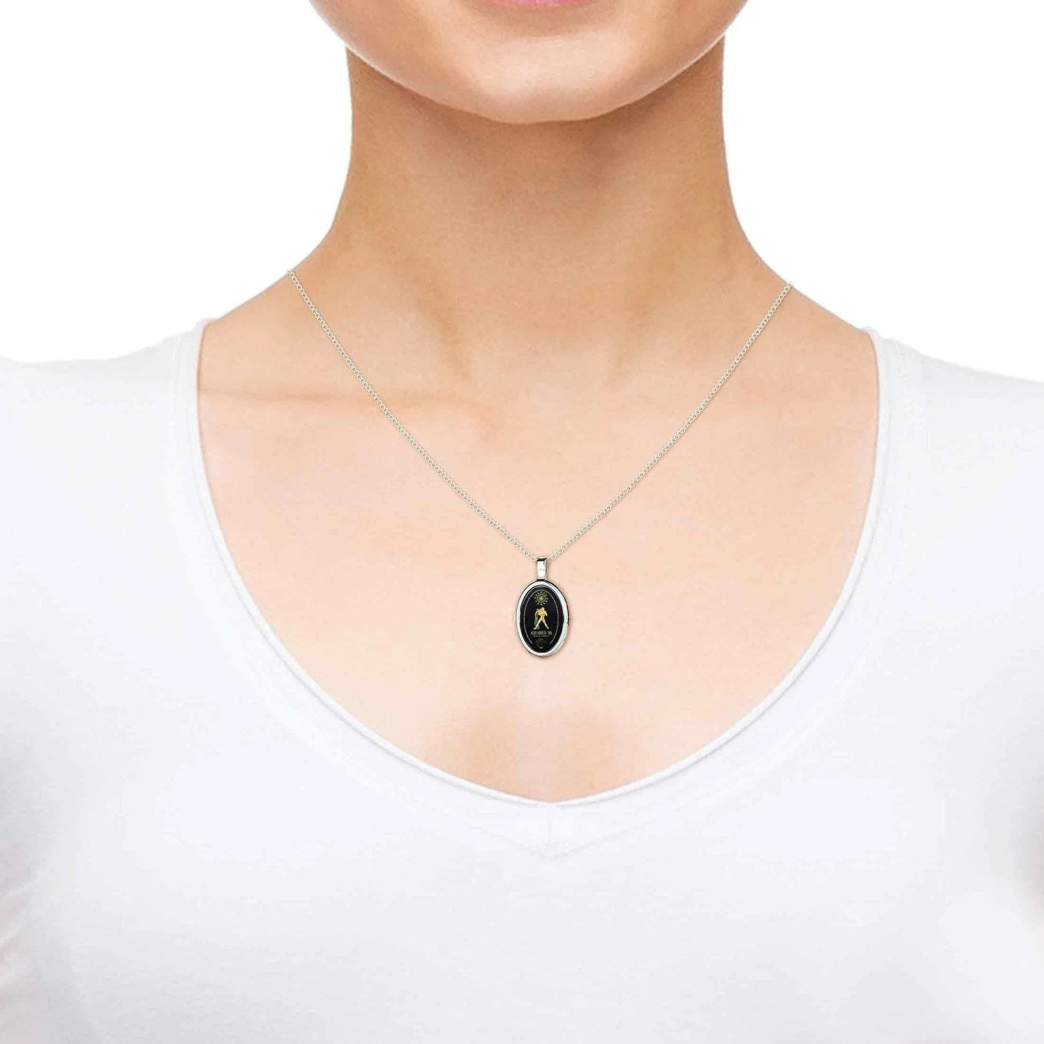 The World of Aquarius, 925 Sterling Silver Necklace, Onyx