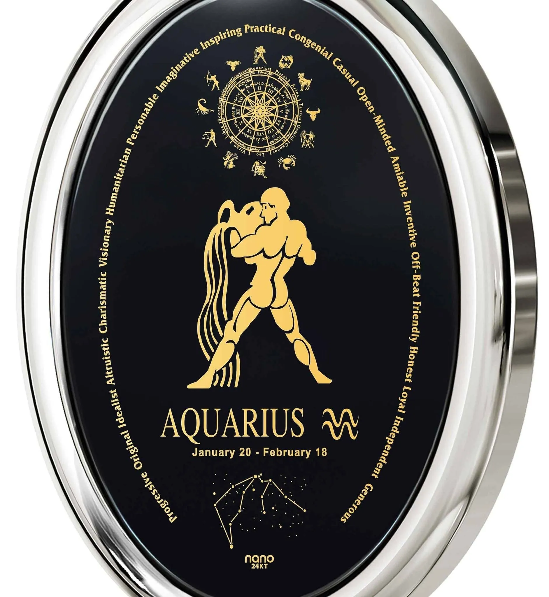 The World of Aquarius, 925 Sterling Silver Necklace, Onyx