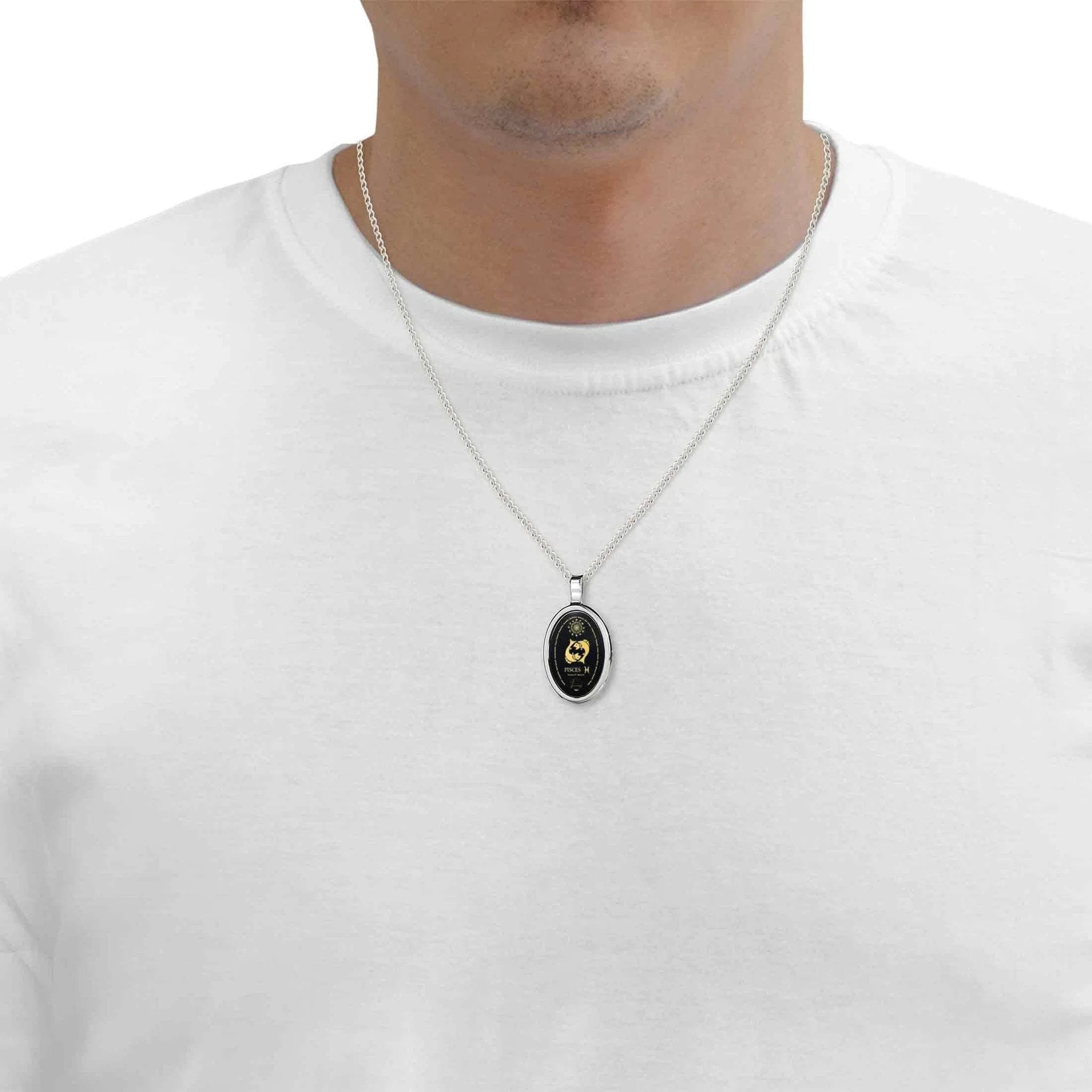 The World of Pisces, 925 Sterling Silver Necklace, Onyx