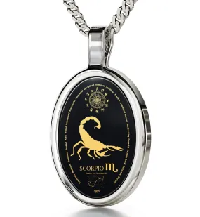 The World of Scorpio, 14k White Gold Necklace, Onyx