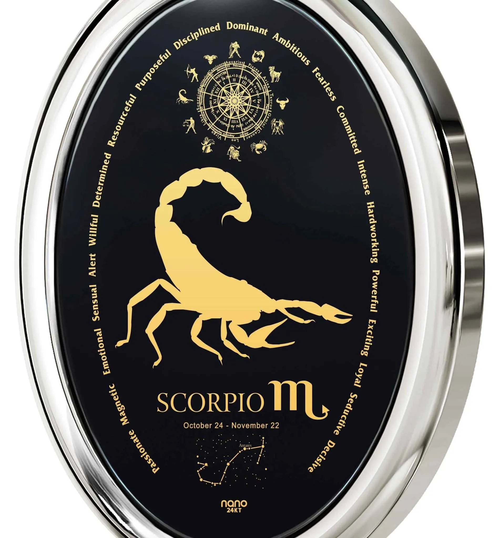 The World of Scorpio, 14k White Gold Necklace, Onyx