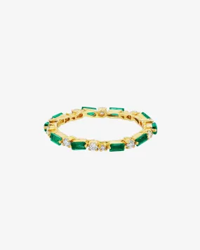 Thin Mix Emerald Eternity Band