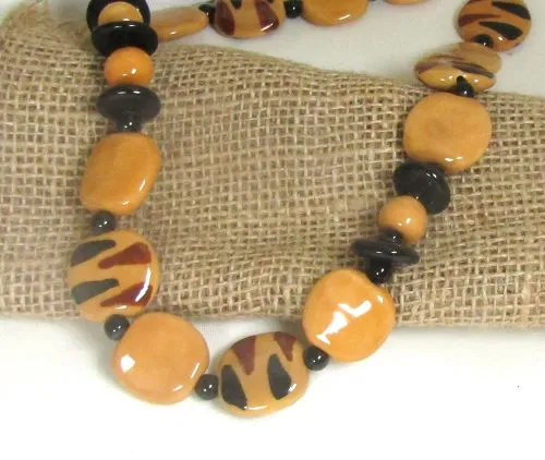 Tiger Kazuri Wild Side Necklace Fair Trade Jewelry