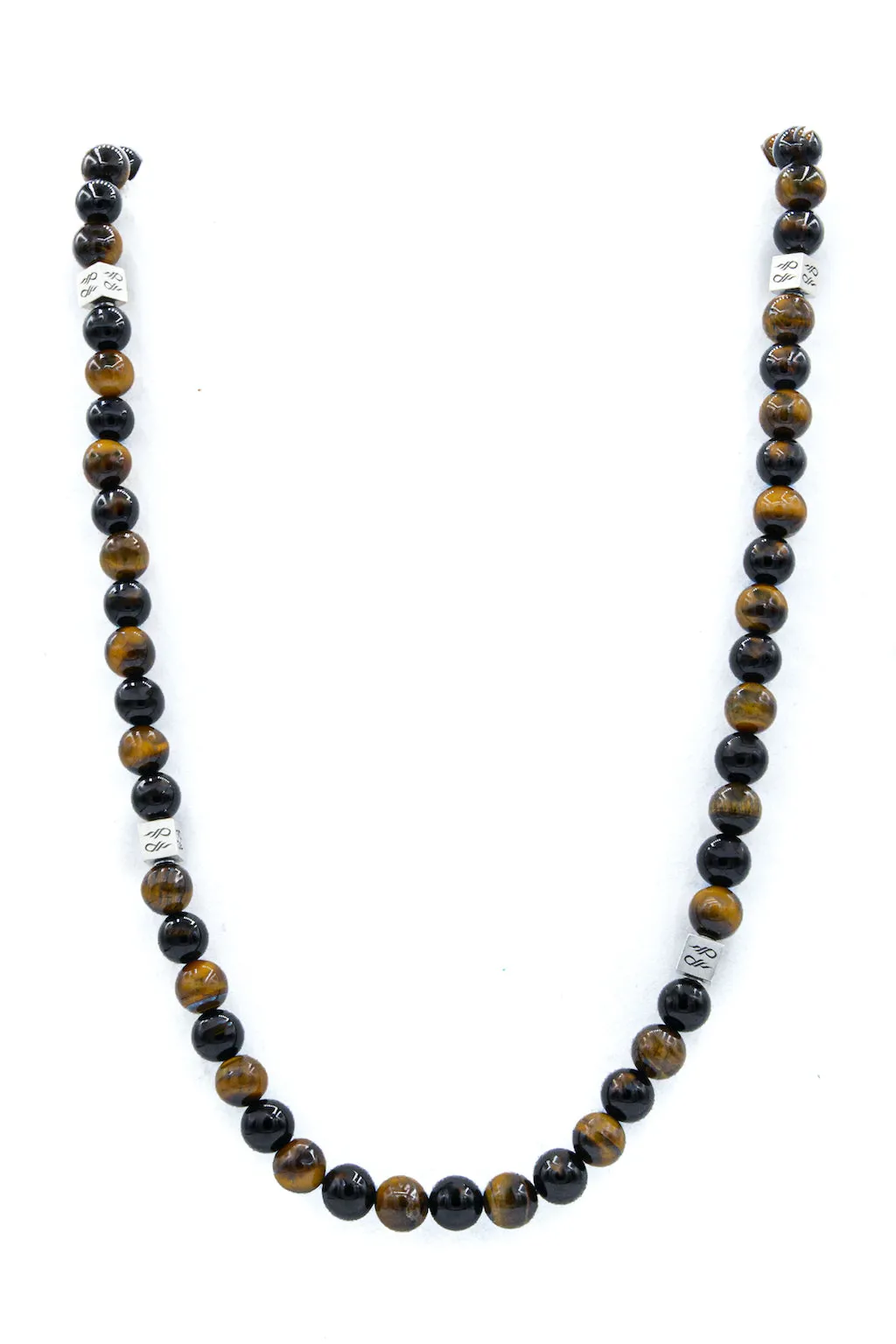 Tigers Eye & Onyx Natural Gemstone Centerpiece Necklace