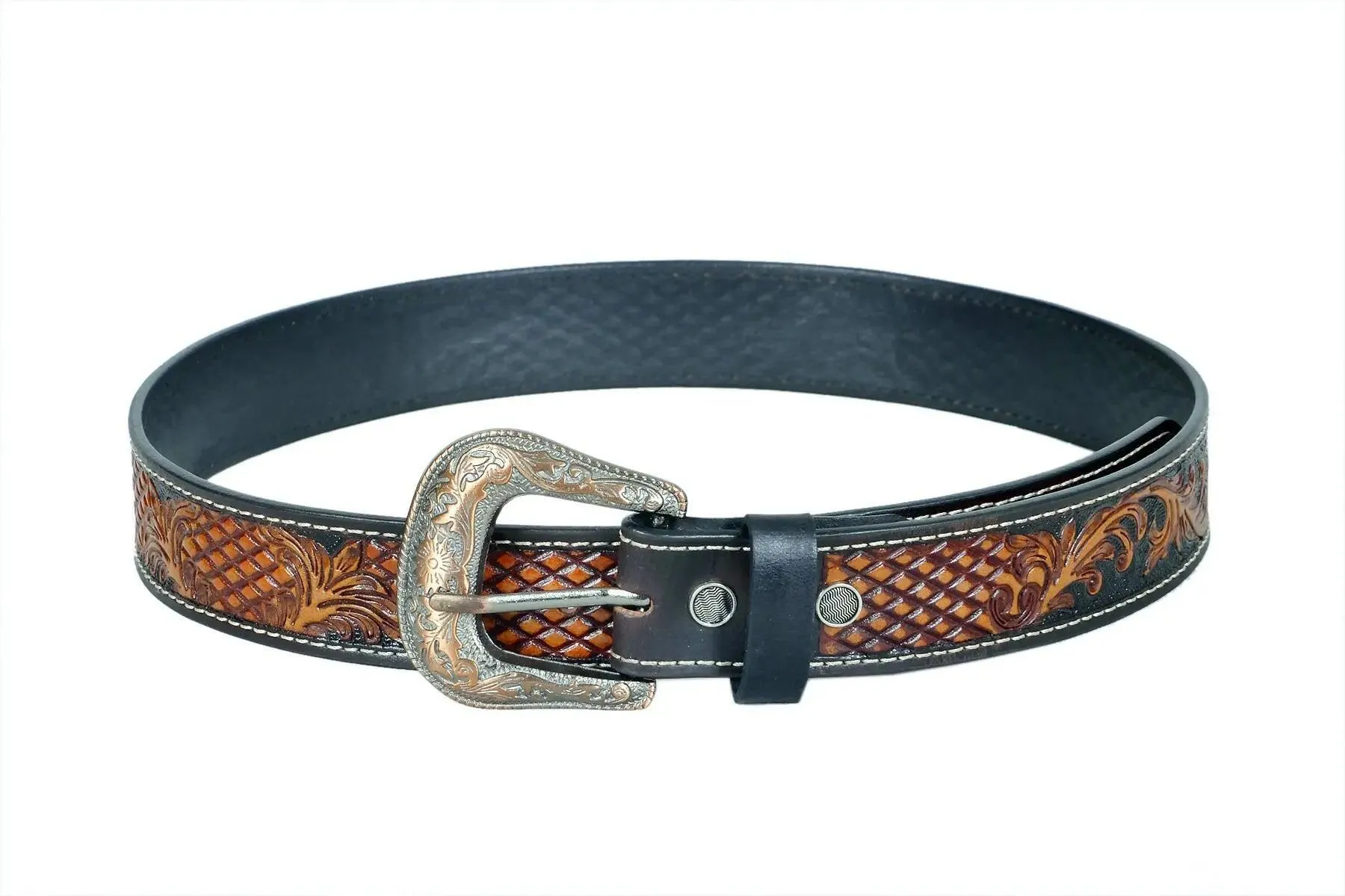 TLP MAHARAJA Leather Belt for Men Colour - Black / Brown (SKU BELT-10035)