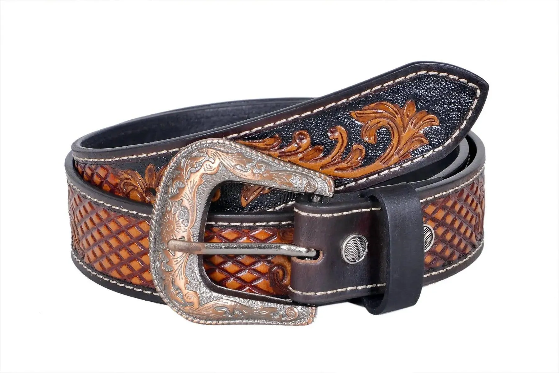 TLP MAHARAJA Leather Belt for Men Colour - Black / Brown (SKU BELT-10035)