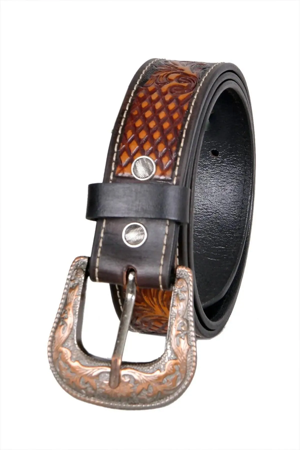 TLP MAHARAJA Leather Belt for Men Colour - Black / Brown (SKU BELT-10035)