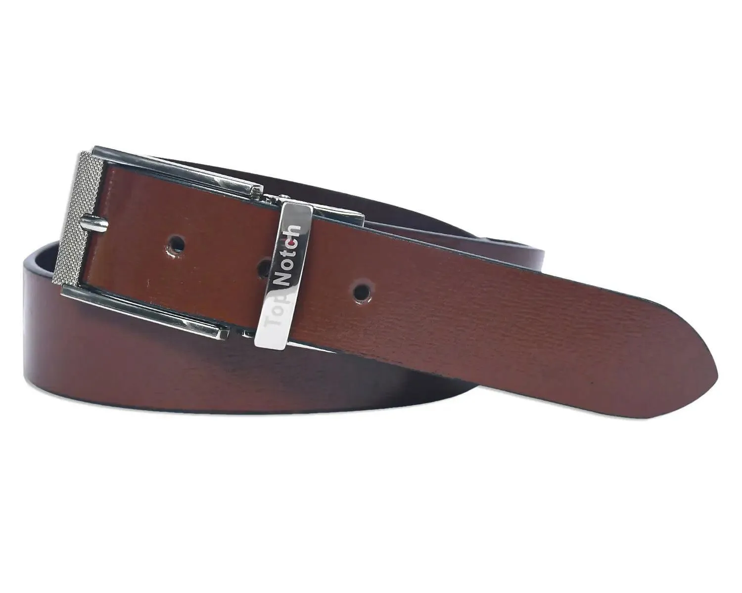 Top Notch Leather Belt for Men Colour Tan / Dark Brown Reversible Italian Belt (SKU TP0013)